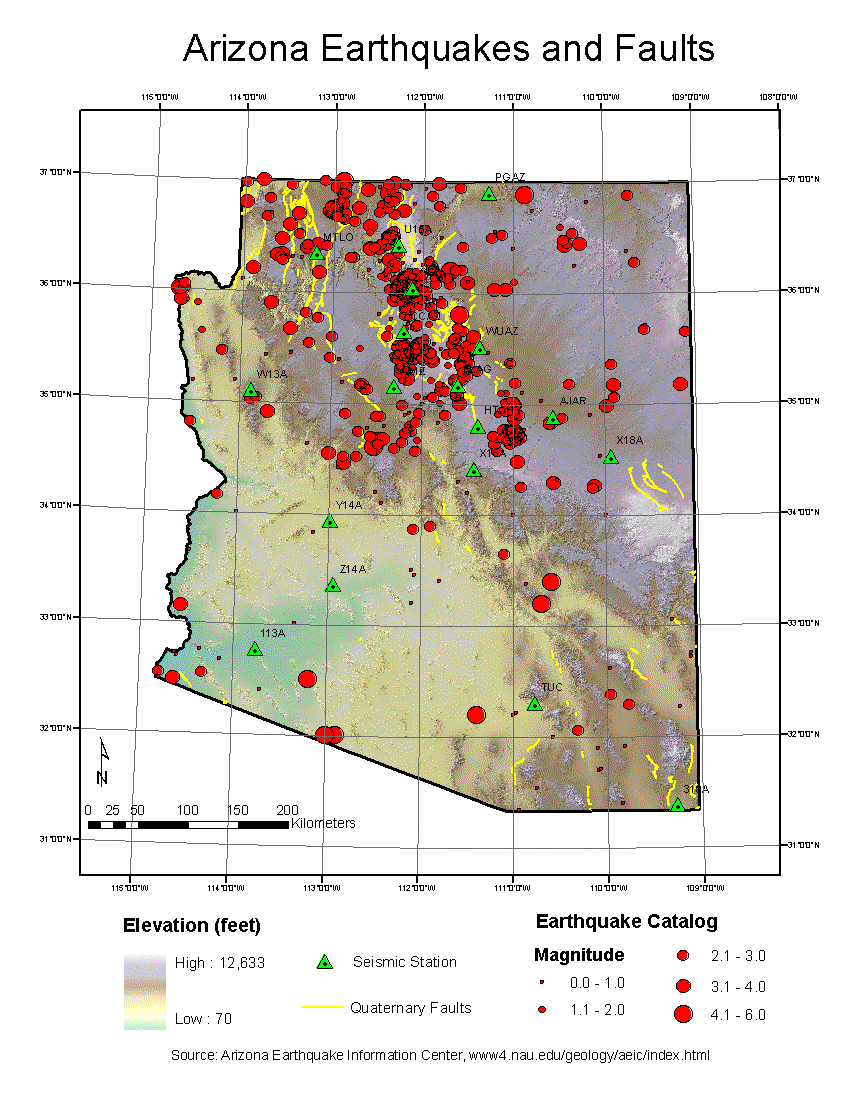 Arizona fault map